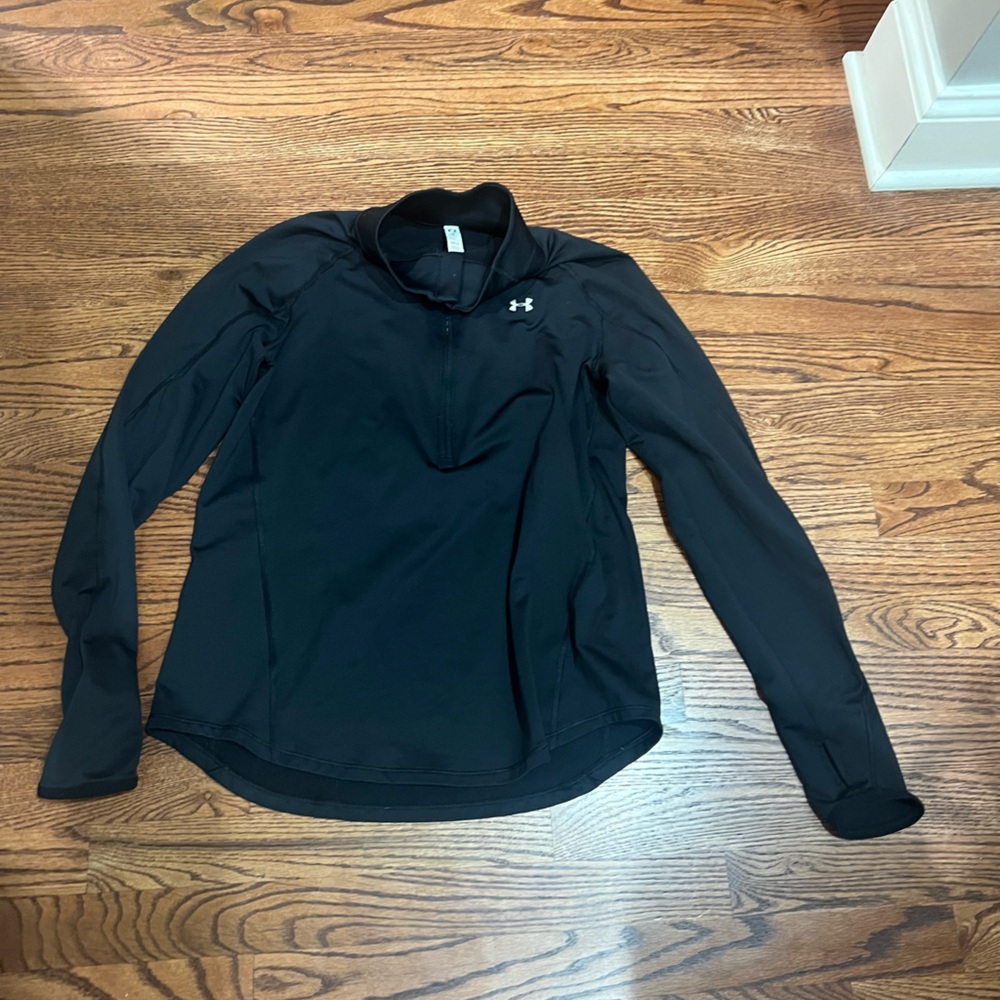 Under Armour Black Fitted Long Sleeve Polo Sweatshirt